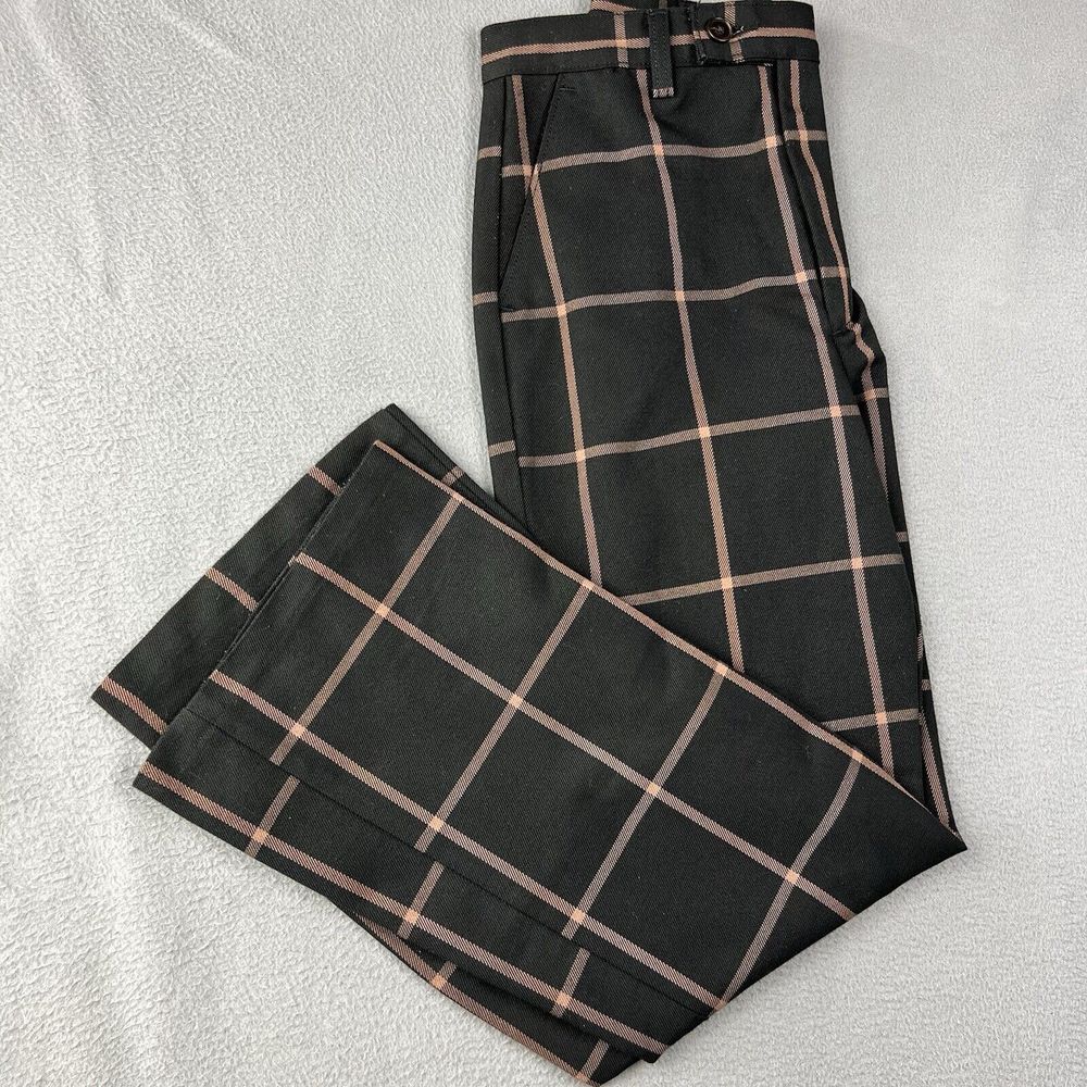 Levis Pants Womens 27 Black Plaid Trousers Math Club Flare Wool Blend Premium